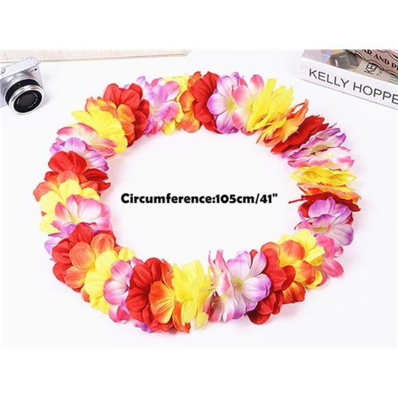 Hawaiian Hula Leis Dance Garland Artificial Flowers Neck Loop Luau Party Costume - Picture 3 of 7